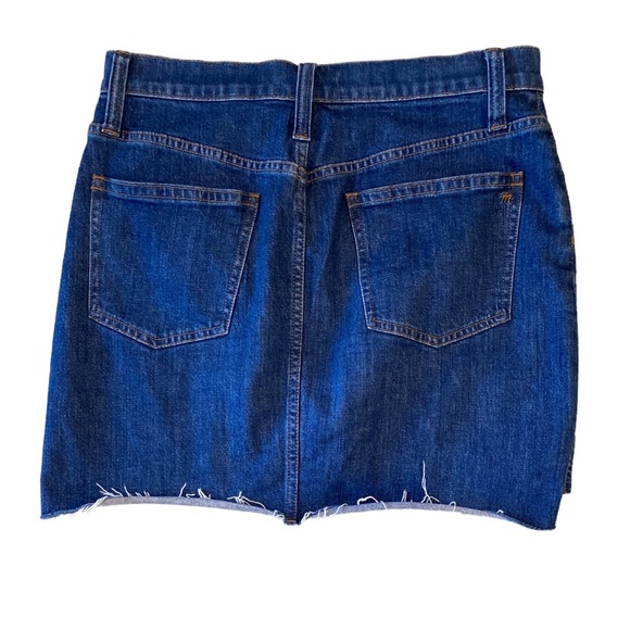 Madewell Stretch Step Hem Straight Frayed Denim Mini Skirt - 29 - Picture 8 of 16